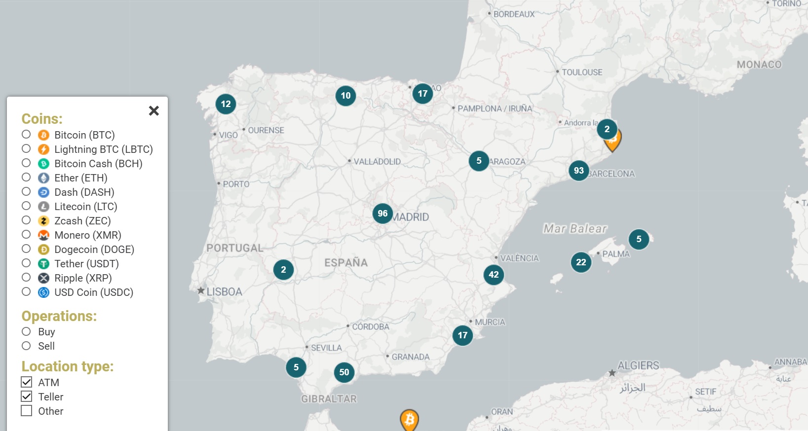 Bitcoin ATMs in Spain